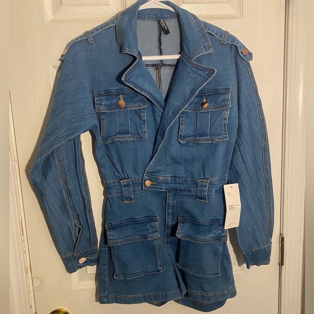 Denim long sleeve, short romper